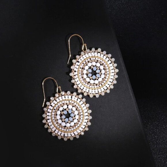 Colorful Summer Beaded Earrings For Women Crystals Glass Bead Dangle Drop Bohemi - Picture 4 of 7